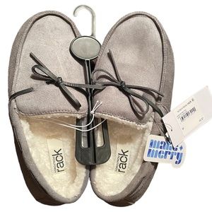 Men’s Nordstrom Rack Bonfire Grey Charcoal Moccasin Style Slippers Medium NWT